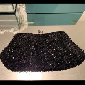 Beaded Black Clutch